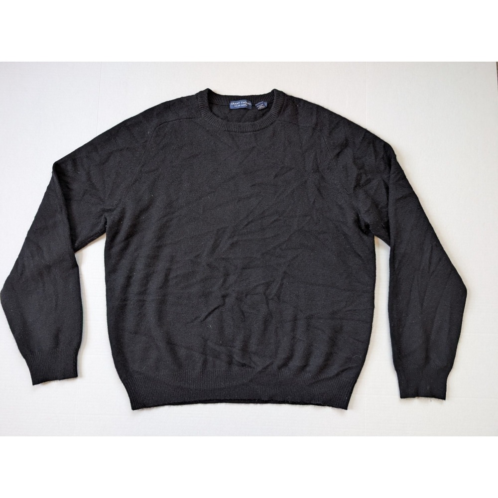 Grant Thomas‎ Two Ply Cashmere Sweater Mens XL Black Crewneck